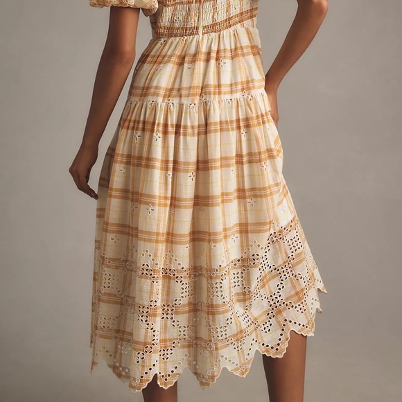 Anthropologie Puff-Sleeve Eyelet Midi Dress - Picture 10 of 15